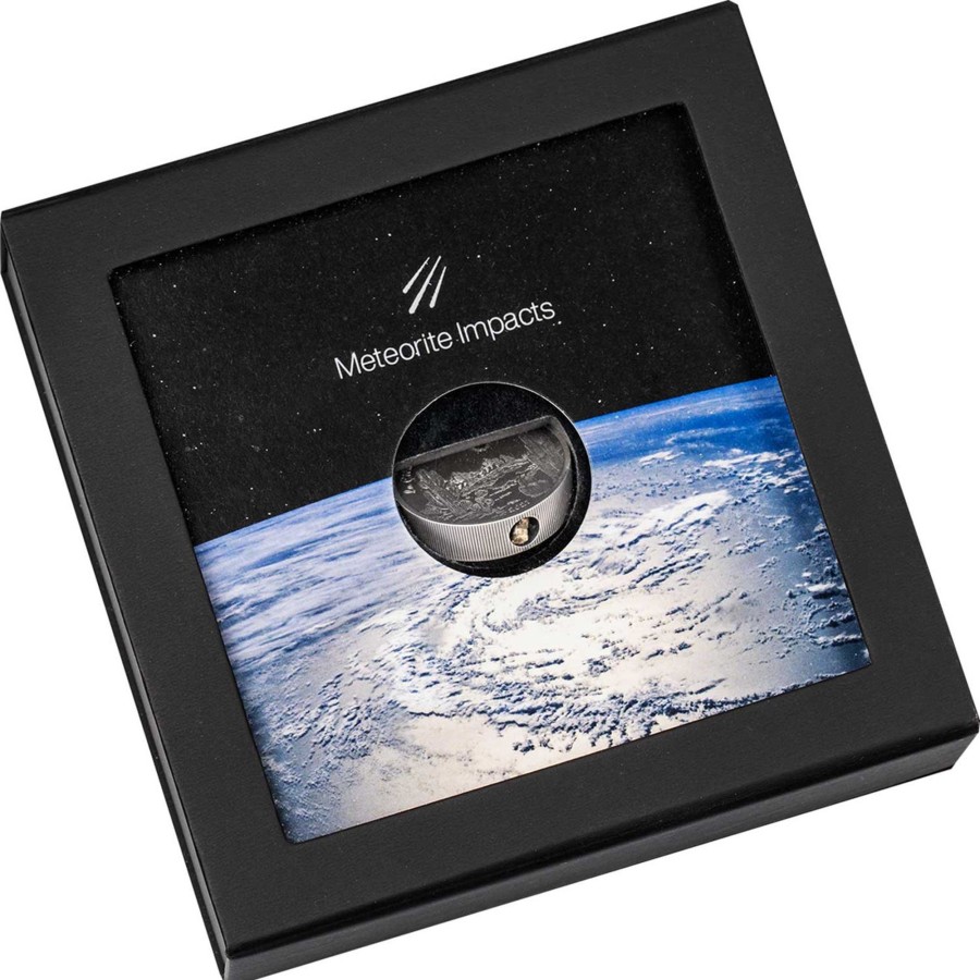 World Coins CIT | 2021 Cook Islands $5 1Oz Silver Antique Coin - Meteorite Impacts - La Cienega