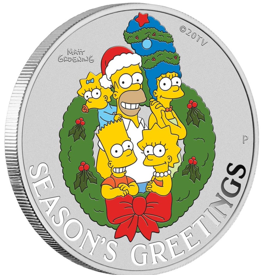 Perth Mint Perth Mint | The Simpsons Season'S Greetings 2022 1Oz Silver Coloured Coin In Card