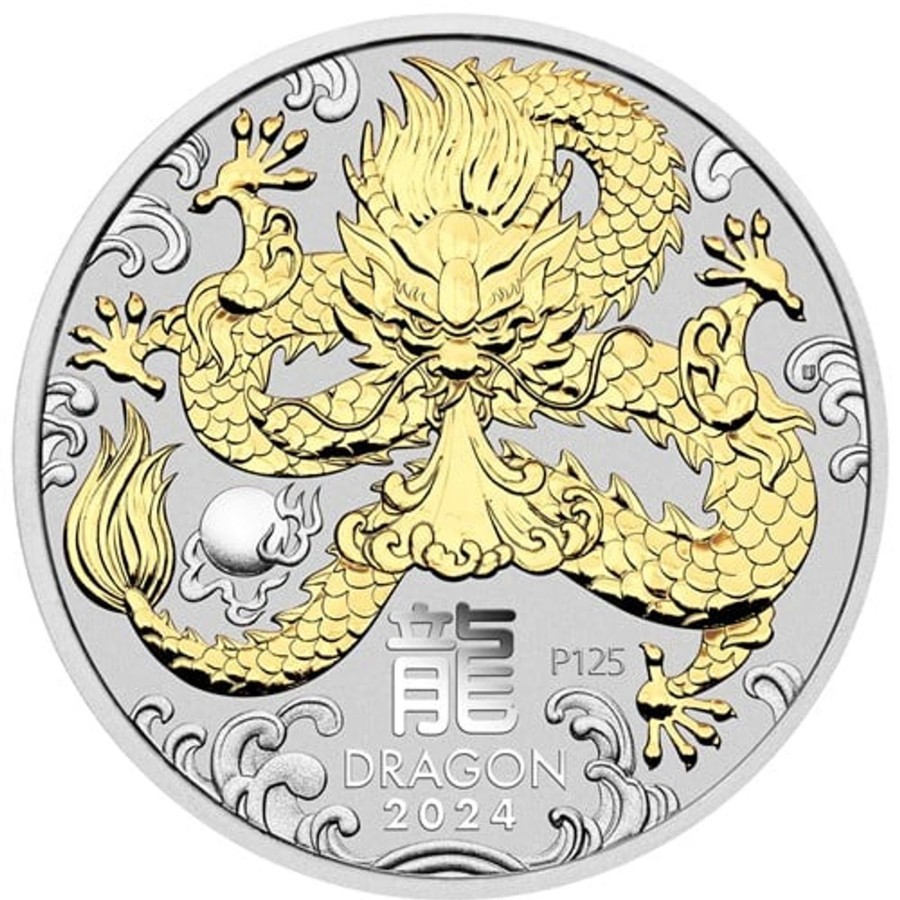 Perth Mint Perth Mint | Perth Mint Lunar Series Iii Dragon 2024 1Oz Silver Gilded Coin In Capsule