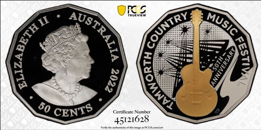 Pcgs Royal Australian Mint | 2022 Tamworth Music Festival Partial Silver Proof Gilt Pcgs Pr69Dcam #4