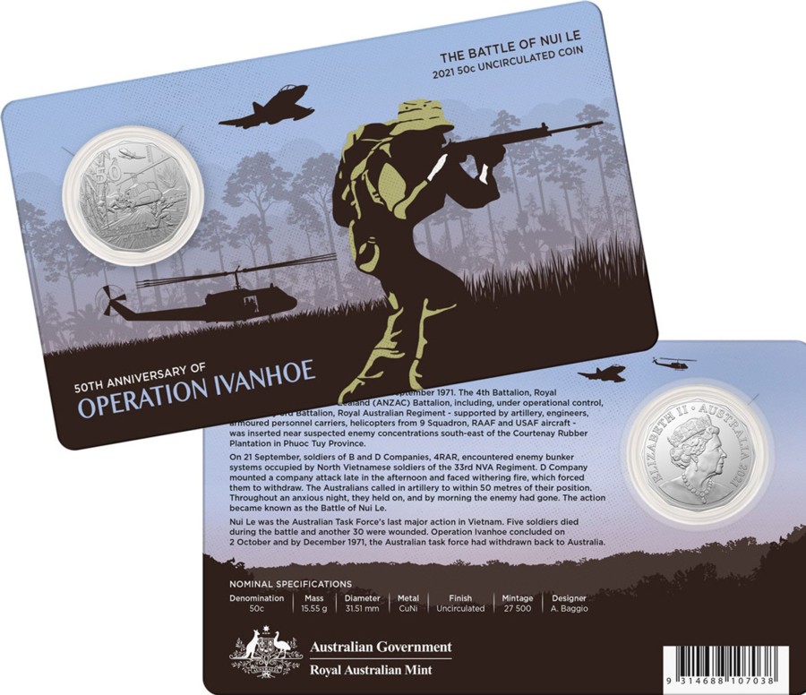 Royal Australian Mint Royal Australian Mint | 2021 50C Cuni Uncirculated Coin - 50Th Anniversary Of The Battle Of Nui Le