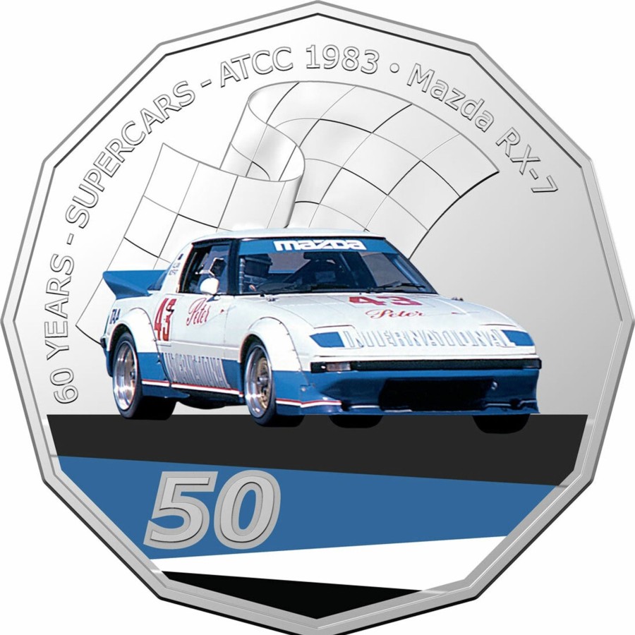 Royal Australian Mint Royal Australian Mint | 2020 50C Coin - 60 Years Of The Atcc 1960/2020 - Supercars - 1983 Mazda Rx-7