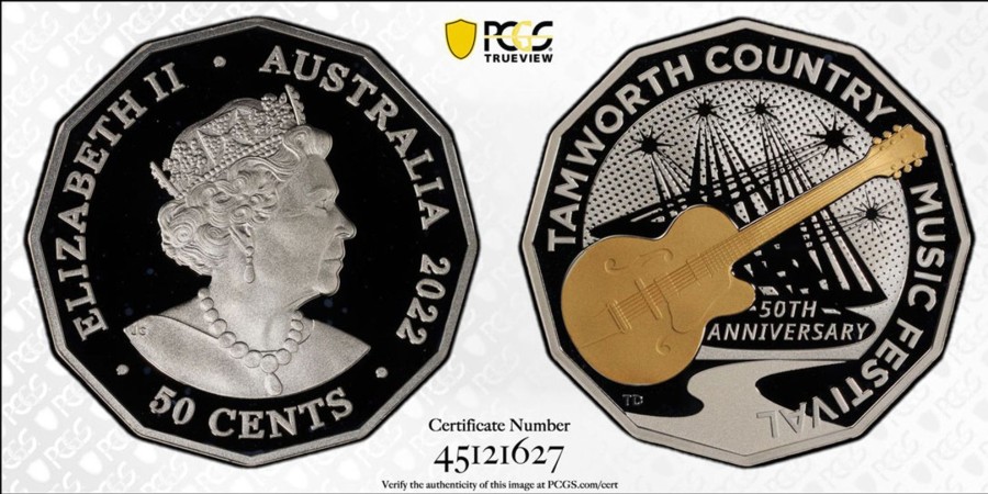 Pcgs Royal Australian Mint | 2022 Tamworth Music Festival Partial Silver Proof Gilt Pcgs Pr69Dcam #2