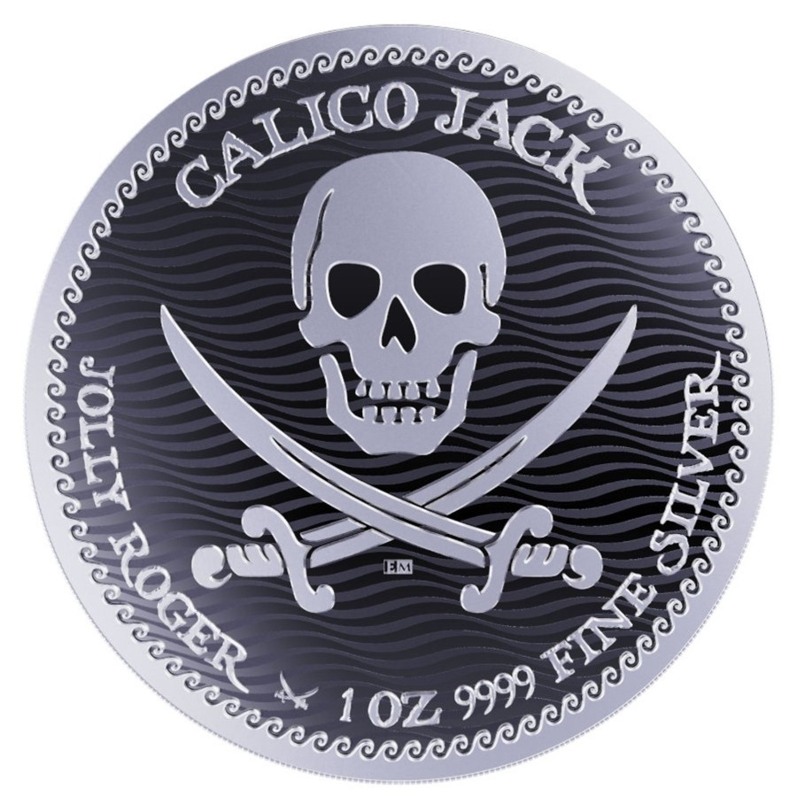 Premium Bullion European Mint | 2022 Niue 1Oz $2 Nzd .9999 Silver Bu Coin - Jolly Roger Series - Calico Jack