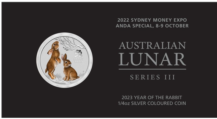 Perth Mint Perth Mint | Anda Sydney Money Expo 2023 Year Of The Rabbit 1/4Oz Silver Coloured Coin