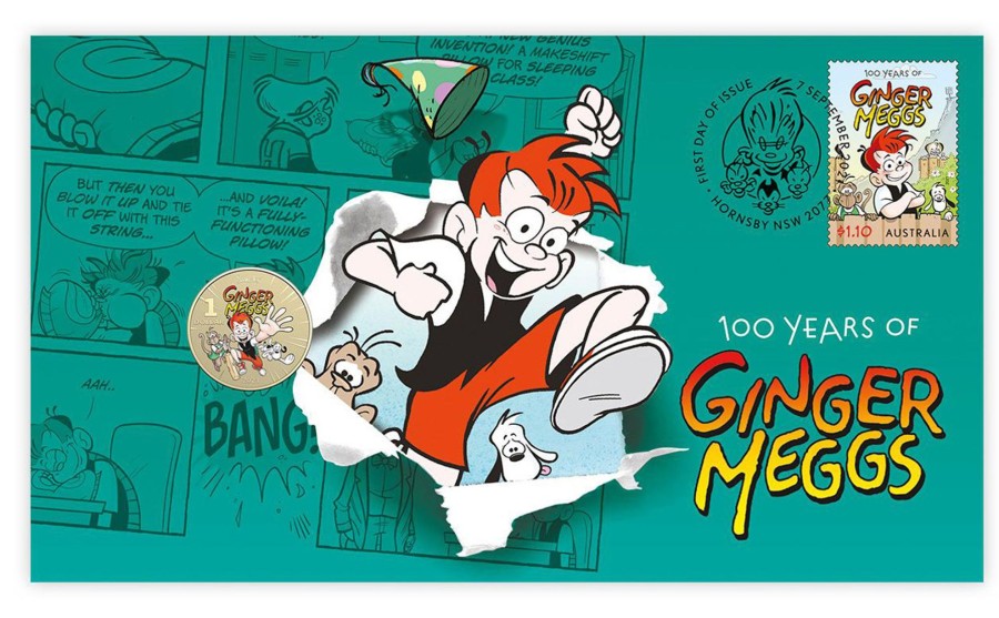 Pnc Australia Post | 100 Years Of Ginger Meggs Postal Numismatic Cover Pnc 2021