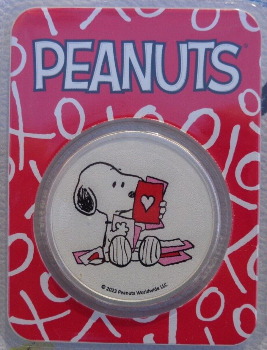 Premium Bullion LPM Group | 2023 1 Oz Peanuts Snoopy Valentine'S .999 Colourised Silver Round