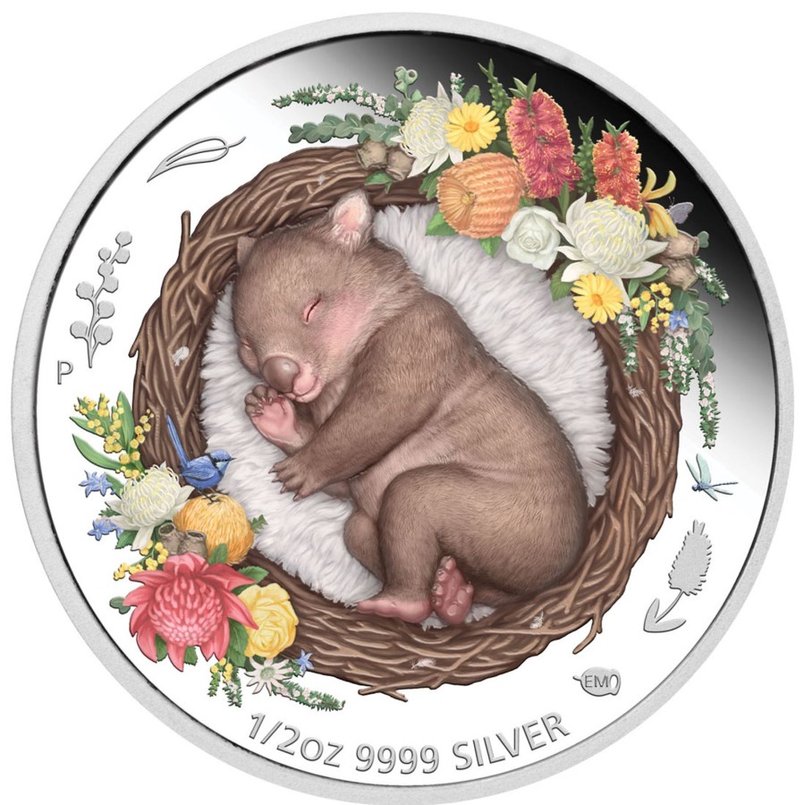 Perth Mint Perth Mint | 2021 1/2Oz Silver Proof Coloured Coin - Dreaming Down Under Wombat