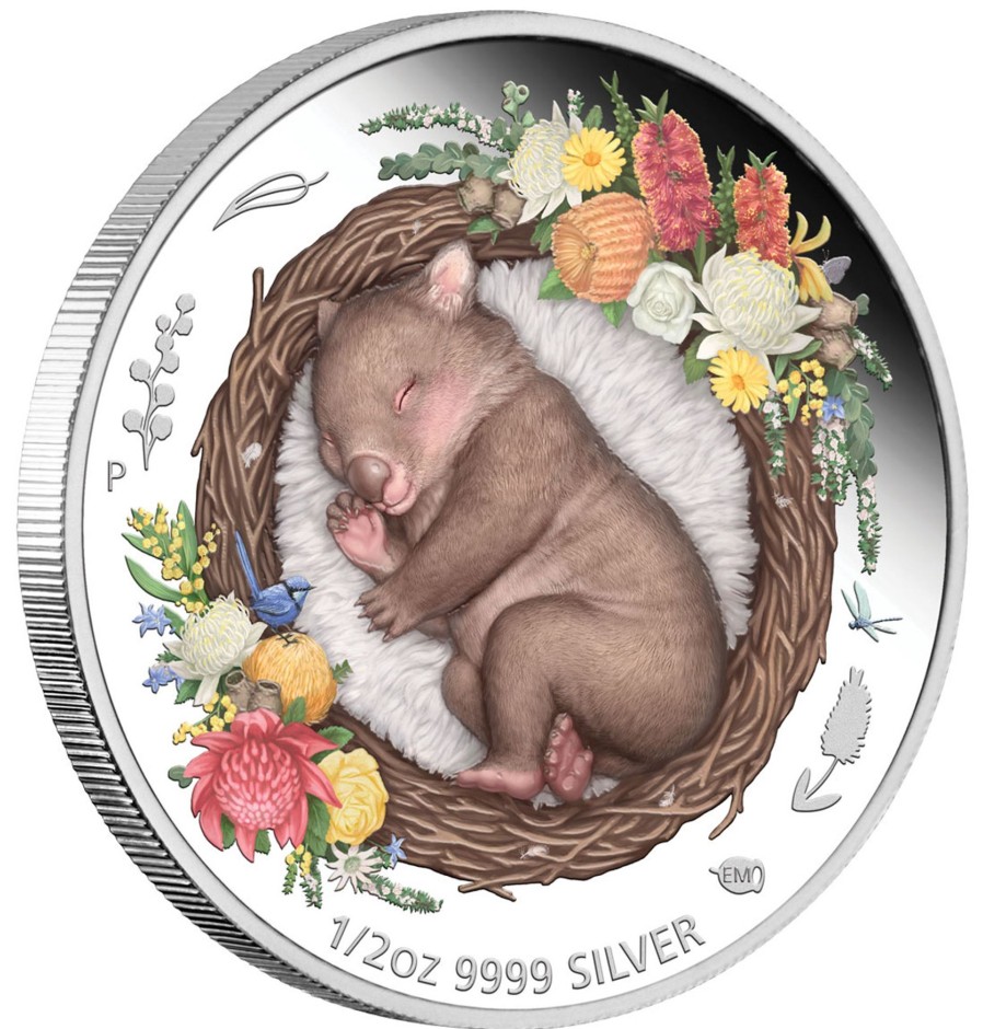 Perth Mint Perth Mint | 2021 1/2Oz Silver Proof Coloured Coin - Dreaming Down Under Wombat