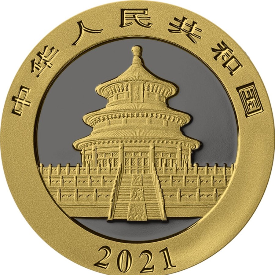 Premium Bullion Shanghai Mint | China 2021 - Panda Ag .999 30G Bu Coin - Golden Ring