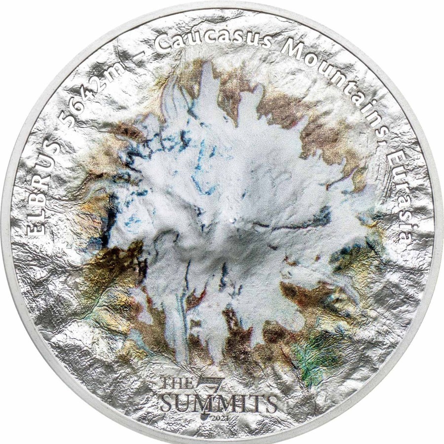 World Coins CIT | 2021 Cook Islands $25 5Oz Silver Coin - Seven Summits - Elbrus