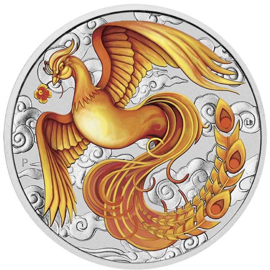 Perth Mint Perth Mint | Perth Mint Chinese Myths And Legends - Phoenix 1 Oz Red And Gold Coloured Silver 2022 Coin