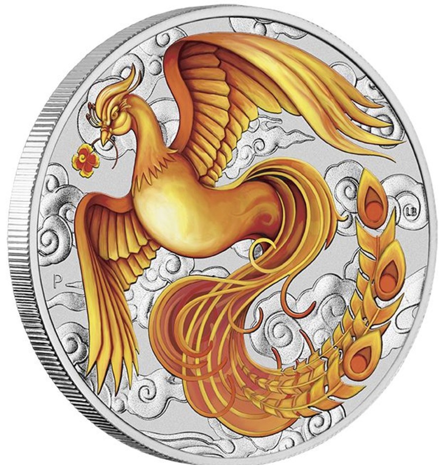 Perth Mint Perth Mint | Perth Mint Chinese Myths And Legends - Phoenix 1 Oz Red And Gold Coloured Silver 2022 Coin