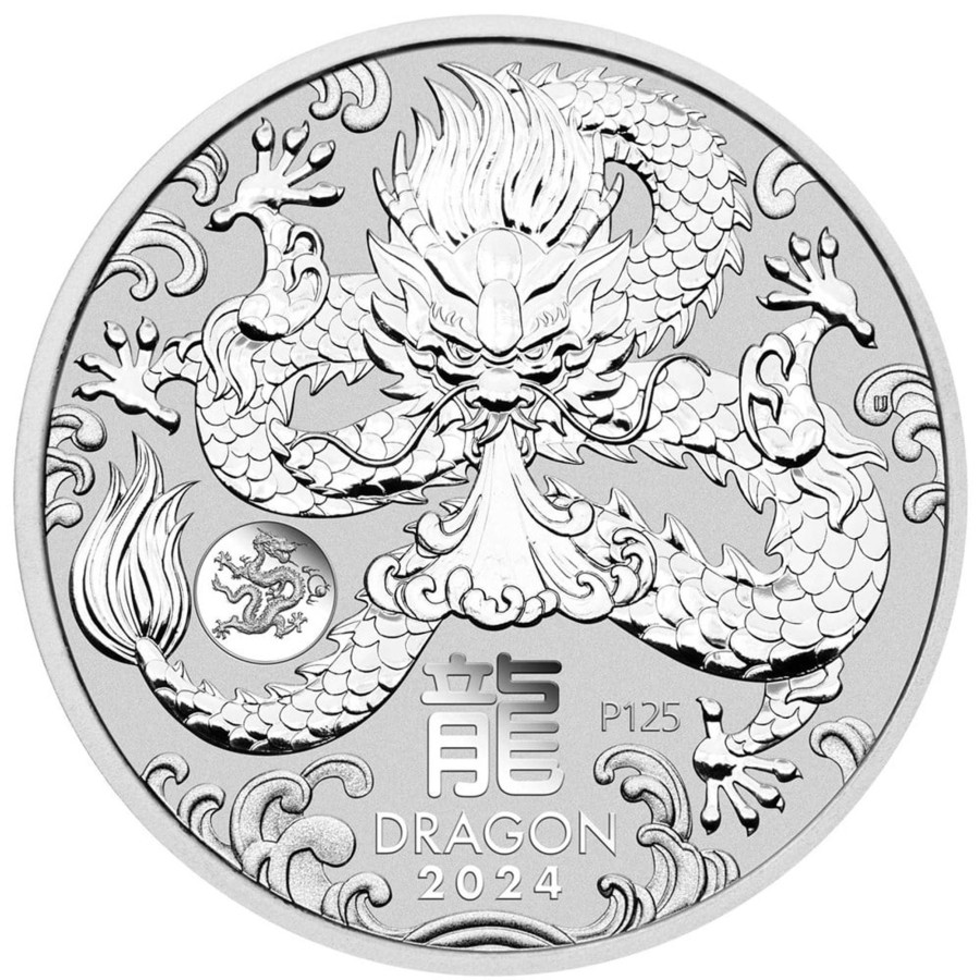 Perth Mint Perth Mint | Perth Mint Lunar Series Iii Year Of The Dragon 2024 1 Oz Silver Bullion Coin With Dragon Privy