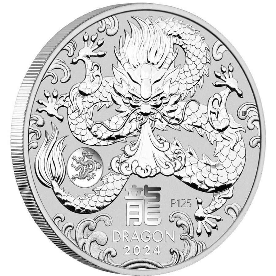 Perth Mint Perth Mint | Perth Mint Lunar Series Iii Year Of The Dragon 2024 1 Oz Silver Bullion Coin With Dragon Privy