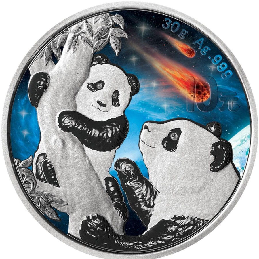 Premium Bullion Shanghai Mint | China 2021 Panda 30G Ag .999 Bu Coin - Glowing Galaxy Iii