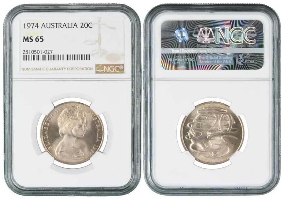 Pcgs Royal Australian Mint | 1974 Australian 20C Ngc Graded Ms65