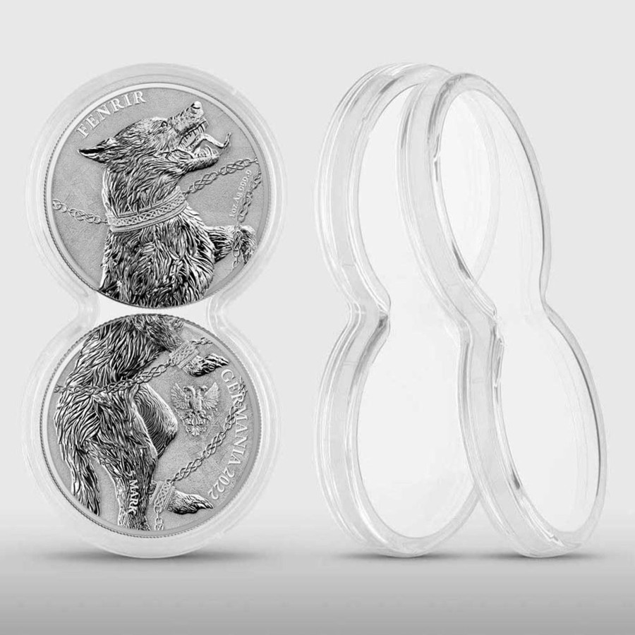 Premium Bullion Germania Mint | Fenrir - The Germania Beasts - 1Oz Silver Bu Coin - - 2 Coin Set With Dual Capsule