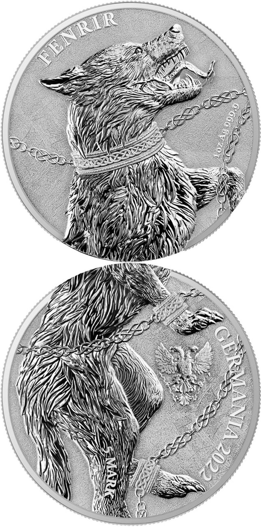 Premium Bullion Germania Mint | Fenrir - The Germania Beasts - 1Oz Silver Bu Coin - - 2 Coin Set With Dual Capsule