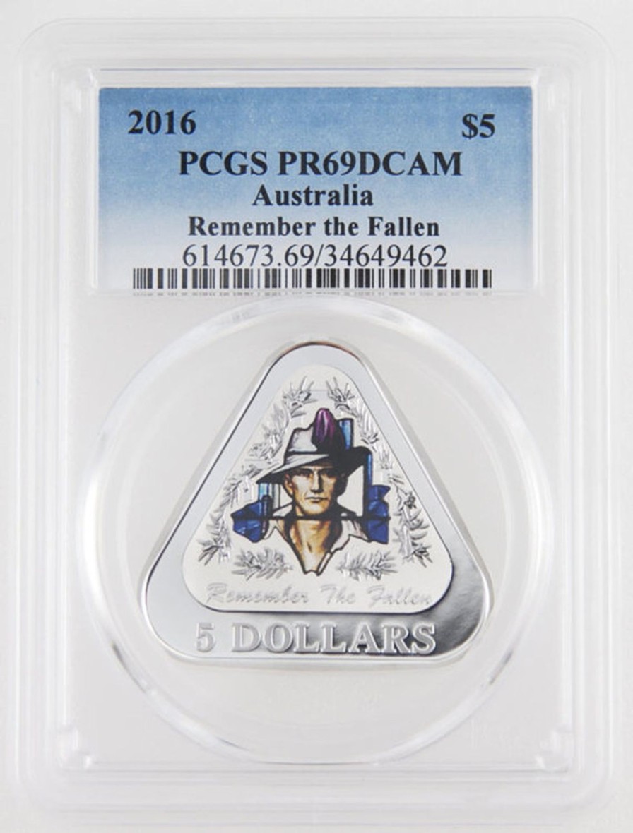 Pcgs Royal Australian Mint | 2016 Proof $5 Remember The Fallen Pcgs Graded Pr69 Dcam