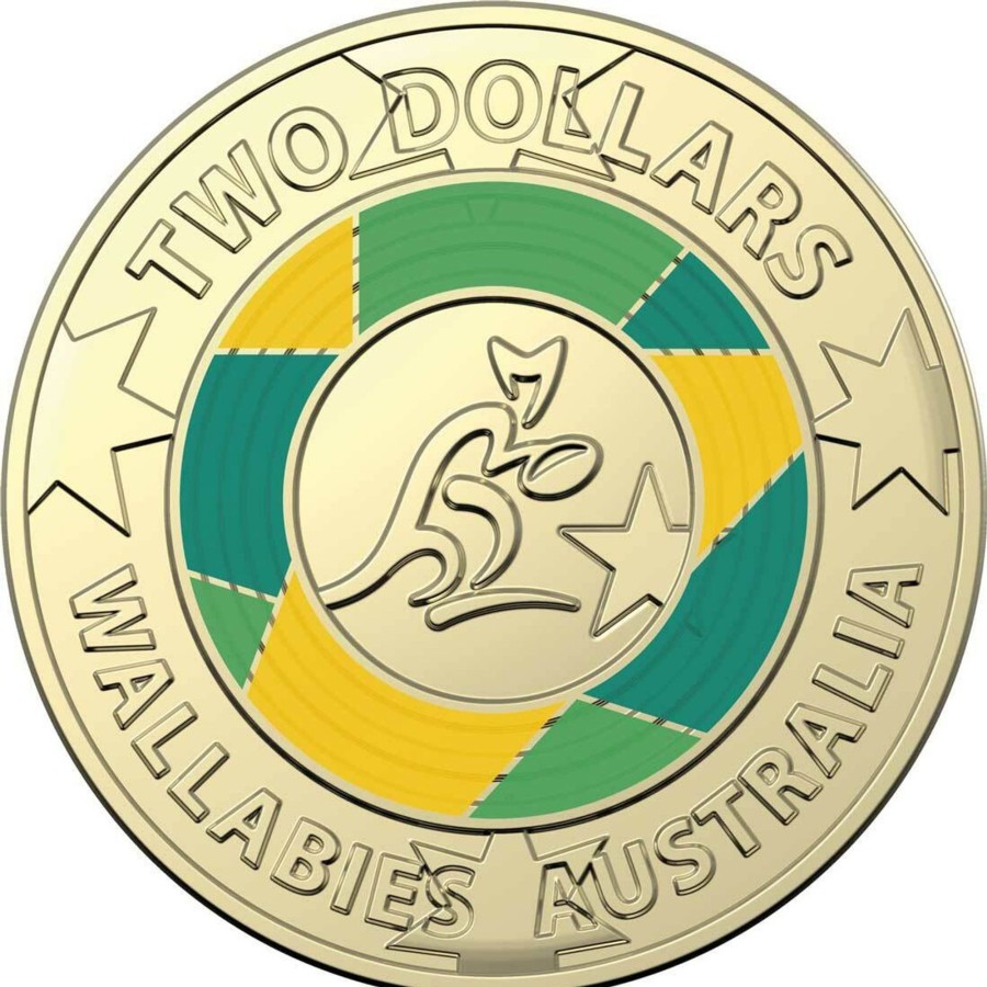 Royal Australian Mint Royal Australian Mint | 2019 $2 Albr Coloured Uncirculated Coin Wallabies Rugby Australia