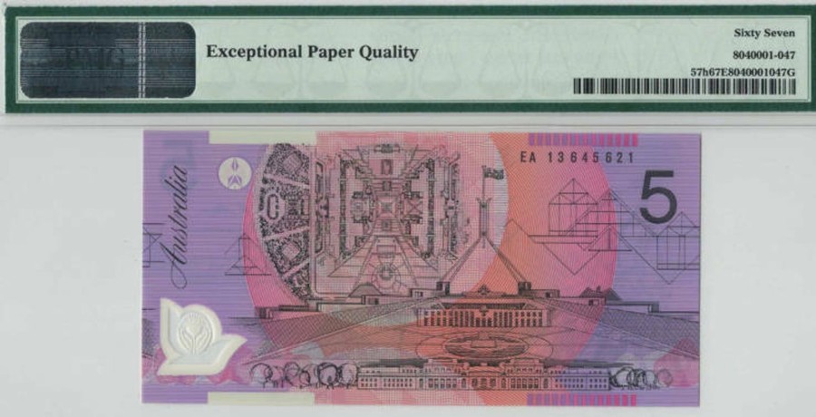 Banknotes NPA | 2013 Ea Last Prefix $5 R222Bl Stevens-Parkinson Pmg 67 Epq Superb Gem