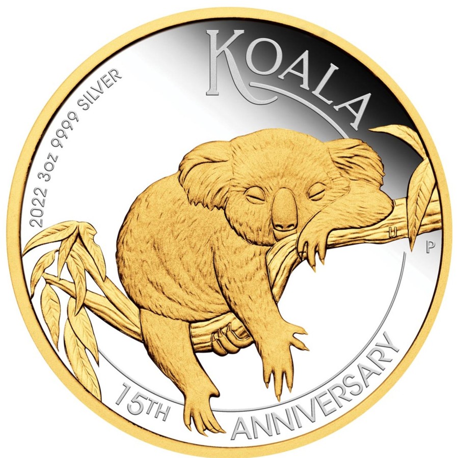 Perth Mint Perth Mint | 2022 3Oz Silver Proof Gilded Coin - Australian Koala 15Th Anniversary