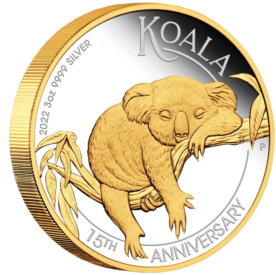 Perth Mint Perth Mint | 2022 3Oz Silver Proof Gilded Coin - Australian Koala 15Th Anniversary