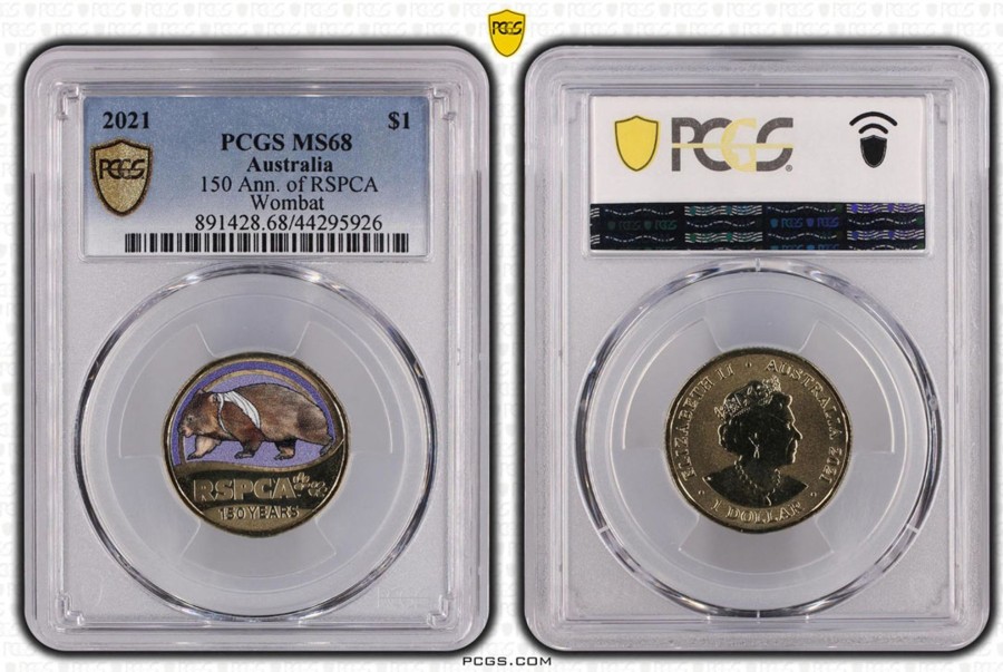 Pcgs Royal Australian Mint | 150 Ann. Of Rspca Wombat $1 Pcgs Ms68