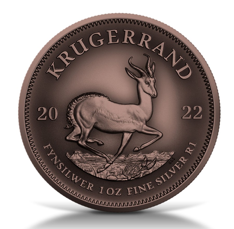 Premium Bullion Pik-Coins | Rpa 2022 Krugerrand 1Oz .999 Silver Bu Coin - Antique Copper Plated