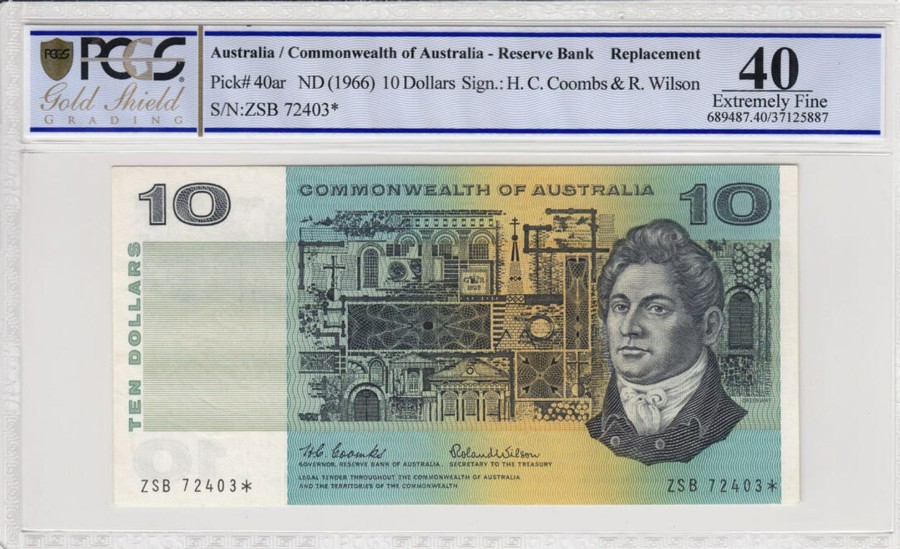 Banknotes Reserve Bank | 1966 Coombs/Wilson $10 Star Banknote Pcgs 40 Extremely Fine