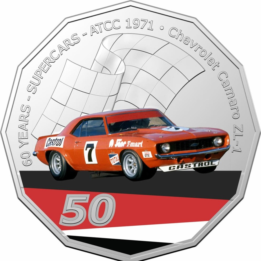 Royal Australian Mint Royal Australian Mint | 2020 50C Coin - 60 Years Of The Atcc 1960/2020 - Supercars - 1971 Chevrolet Camaro Zl-1