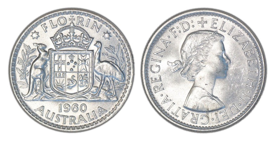 Pre-Decimal Coins Melbourne Mint | 1960 Q. Elizabeth Ii Melbourne Mint Florin Unc