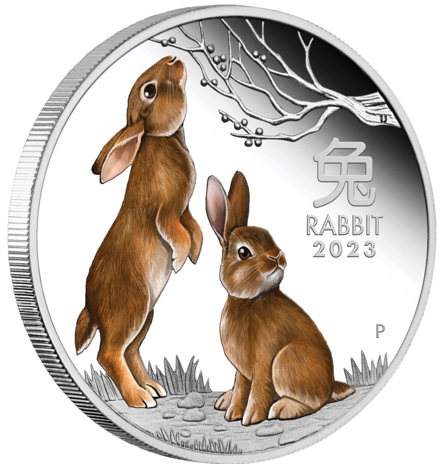 Perth Mint Perth Mint | 2023 Year Of The Rabbit 1Oz Silver Proof Coloured Coin