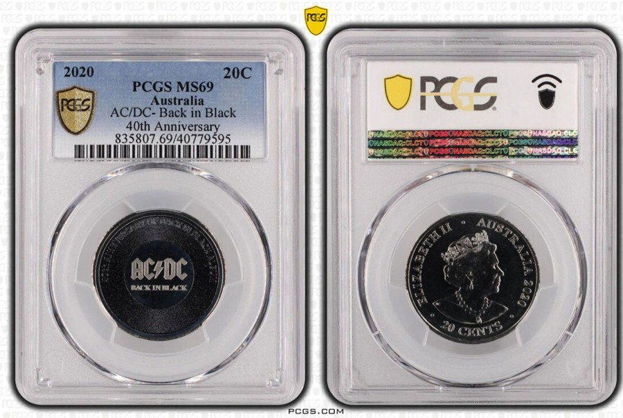 Pcgs Royal Australian Mint | 2020 20C Ac/Dc- Back In Black 40Th Anniversary Pcgs Ms69