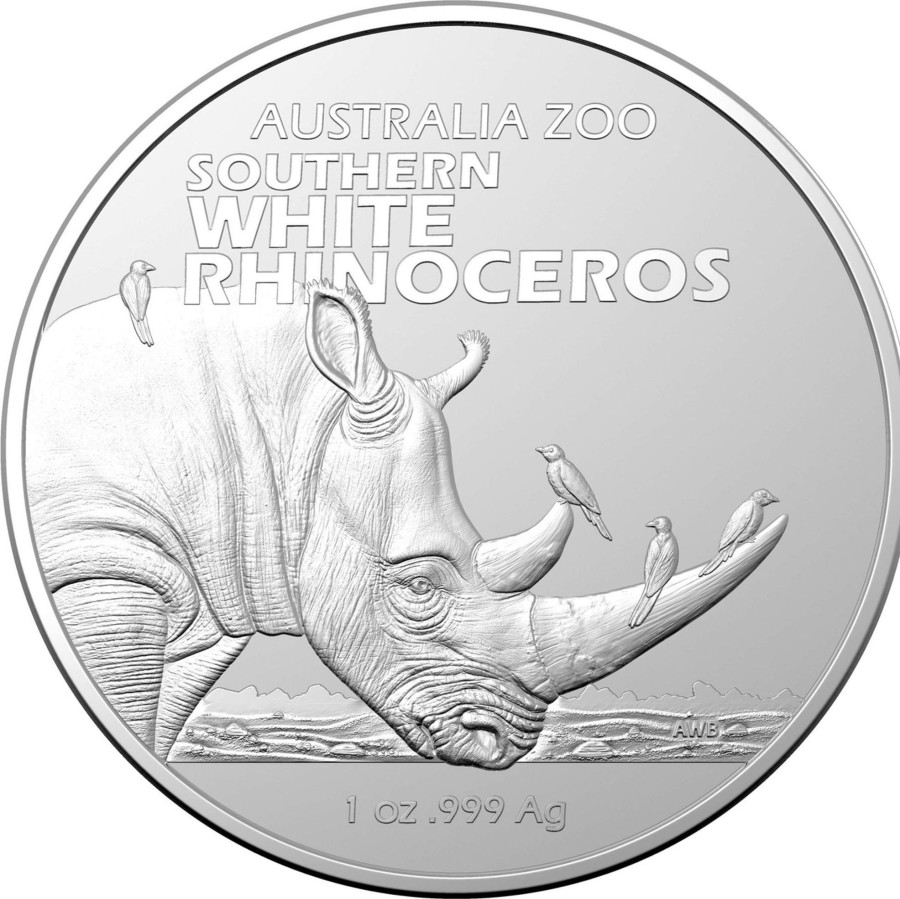 Premium Bullion Royal Australian Mint | Royal Australian Mint 2023 1Oz .999 Silver Bu Coin - Southern White Rhinoceros