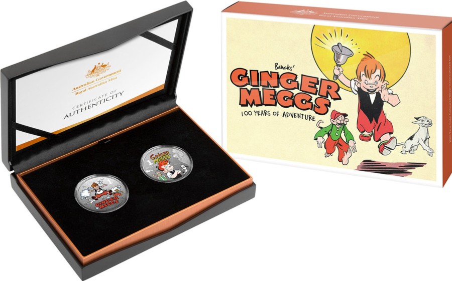 Royal Australian Mint Royal Australian Mint | 2021 $1 Coloured 1/2Oz Silver Frunc 2 Coin Set - Centenary Of Ginger Meggs