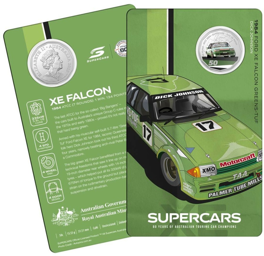 Royal Australian Mint Royal Australian Mint | 2020 50C Coin - 60 Years Of The Atcc 1960/2020 - Supercars - 1984 Ford Xe Falcon Greens - Tuf