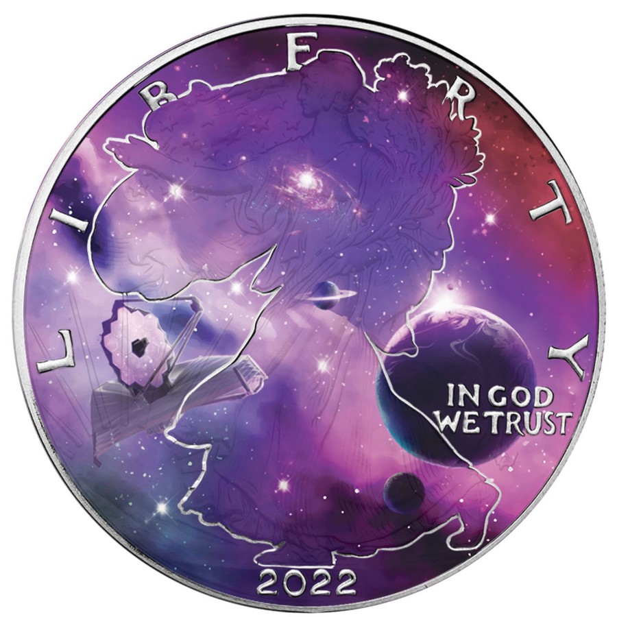 Premium Bullion N/A | 2022 American Eagle 1Oz .999 Silver Bu Coin - Glowing Galaxy Iv