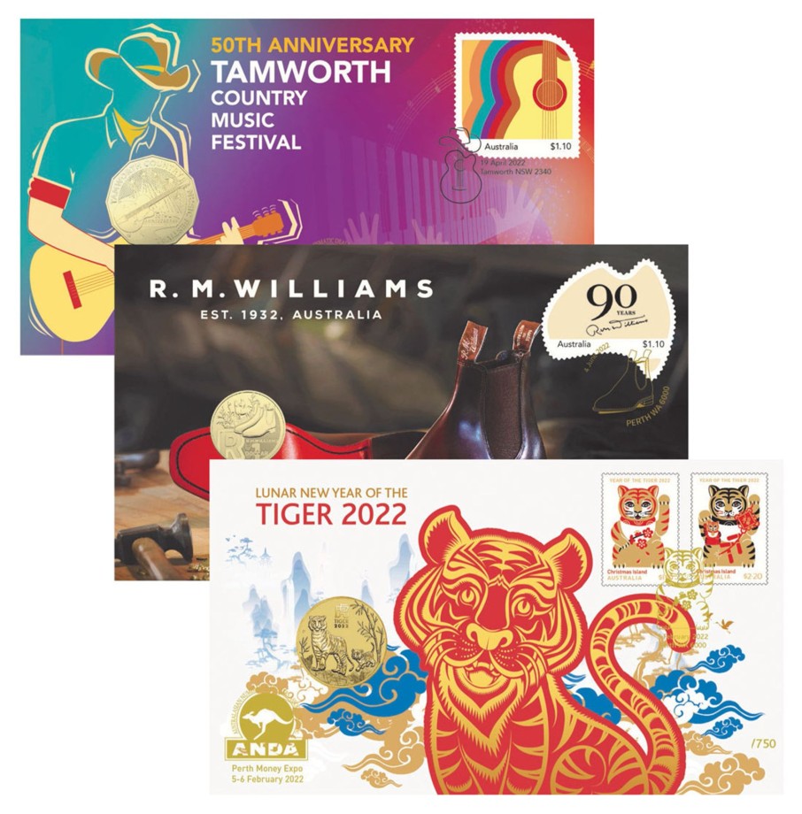 Pnc Royal Australian Mint | Year Of The Tiger, Tamworth Music Festival & R.M. Williams - Pnc Trio (Matching Numbers) - 2022 Anda Perth Money Expo