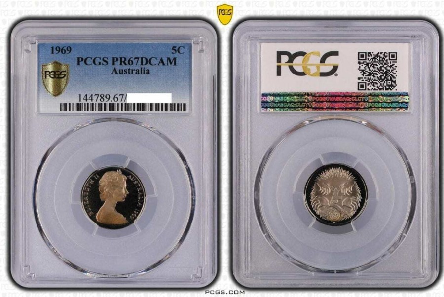 Pcgs Royal Australian Mint | 1969 Australian 5C Pr67Dcam Proof Coin