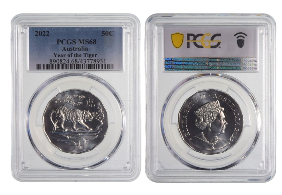 Pcgs Royal Australian Mint | 2022 Year Of The Tiger 50C Pcgs Ms68