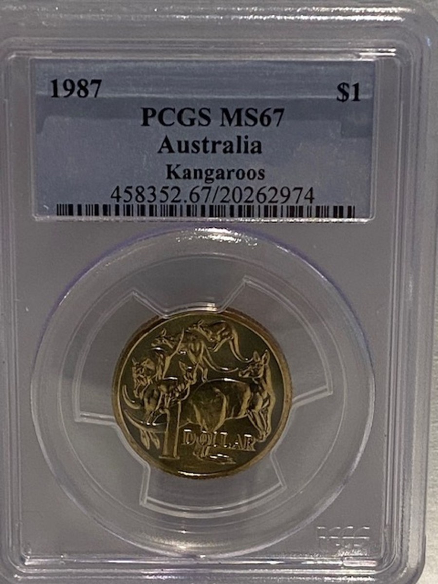 Pcgs Royal Australian Mint | 1987 Australian $1 Pcgs Ms67 Mob Of Roos Ex Mint Set