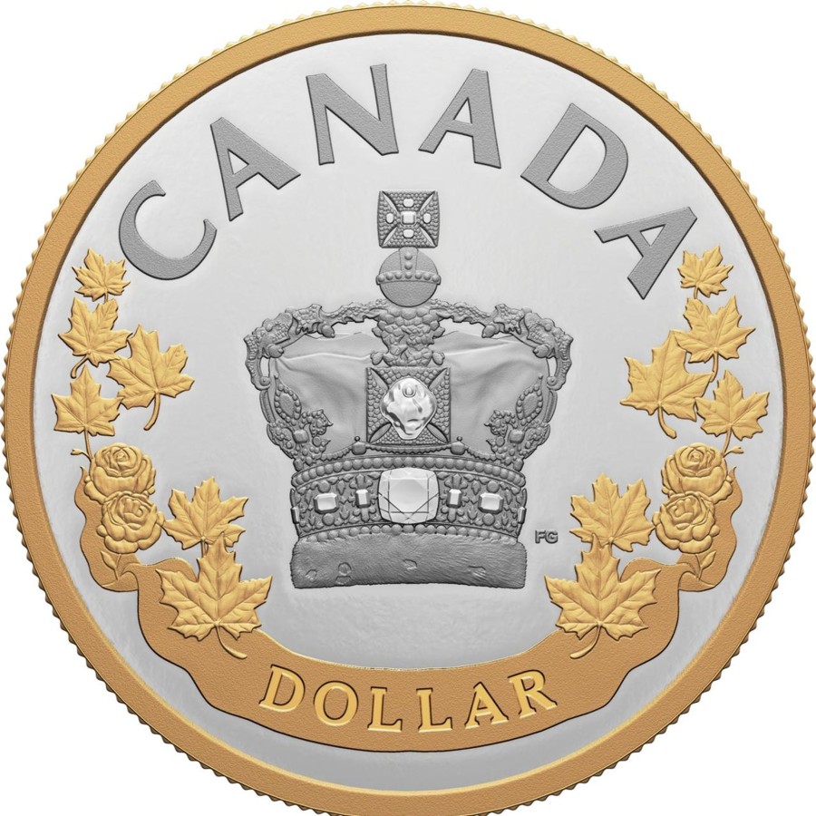 Premium Bullion Royal Canadian Mint | Royal Canadian Mint 2022 The Imperial State Crown Queen Elizabeth Ii 23.17 G .9999 Silver Gold Plated Proof Coin