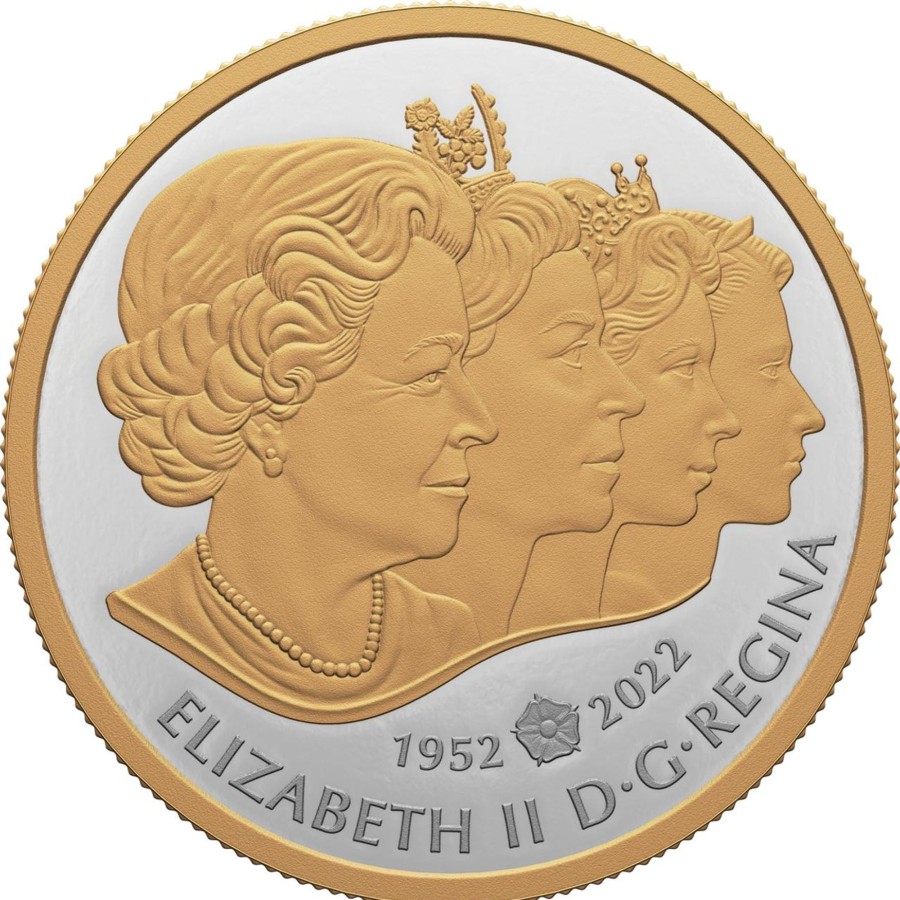 Premium Bullion Royal Canadian Mint | Royal Canadian Mint 2022 The Imperial State Crown Queen Elizabeth Ii 23.17 G .9999 Silver Gold Plated Proof Coin