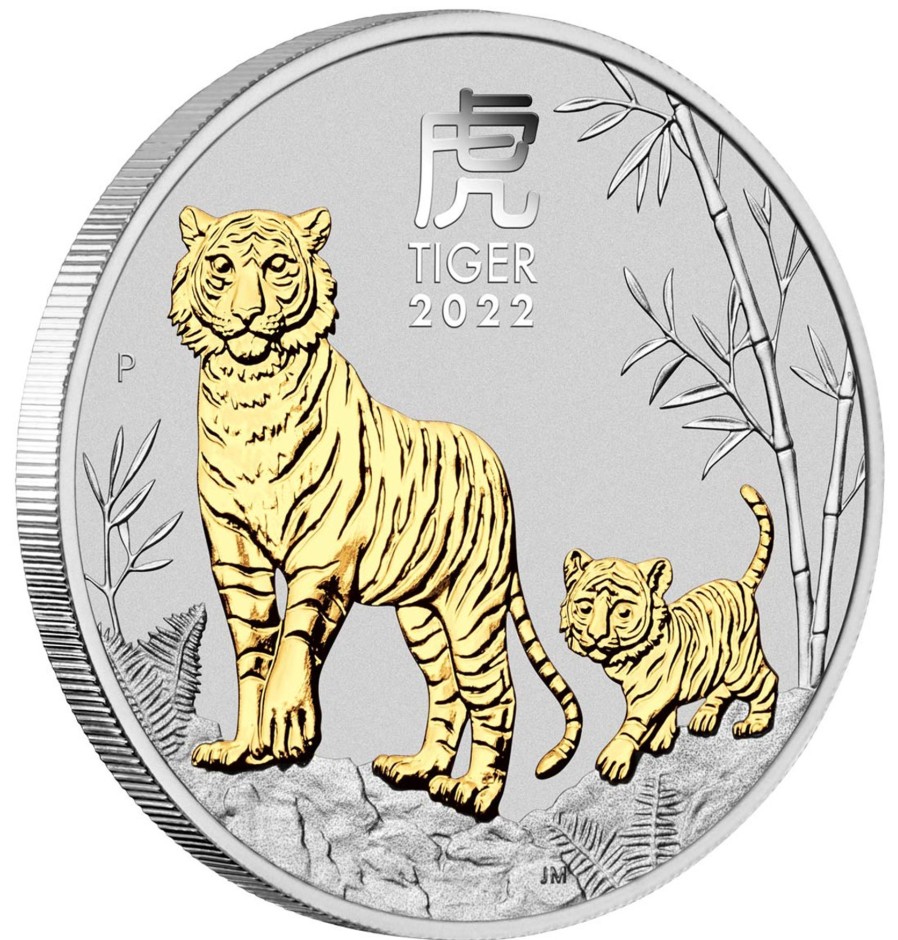 Perth Mint Perth Mint | 2022 Year Of The Tiger 1Oz Silver Gilded Coin - Australian Lunar Series Iii