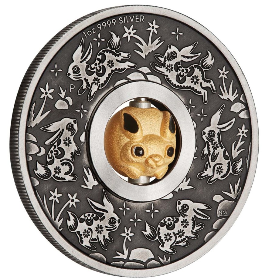 Perth Mint Perth Mint | Year Of The Rabbit Rotating Charm 2023 1Oz Silver Antiqued Coin