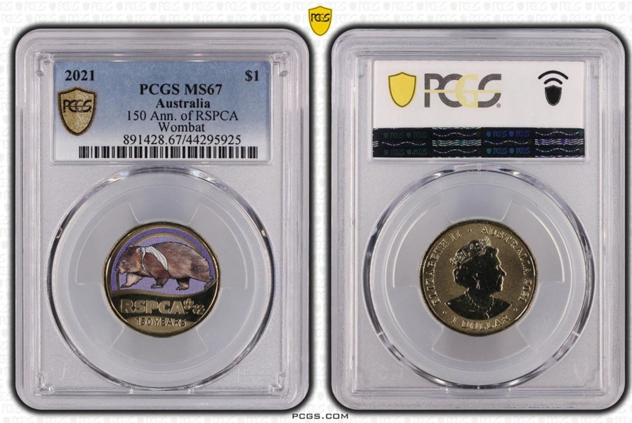 Pcgs Royal Australian Mint | 150 Ann. Of Rspca Wombat $1 Pcgs Ms67