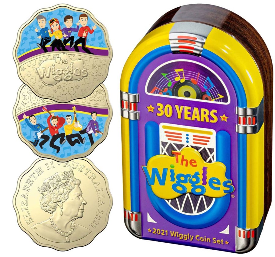 Royal Australian Mint Royal Australian Mint | 2021 30C Coloured Albr Uncirculated Scalloped Two Coin Set - 30 Years Of The Wiggles