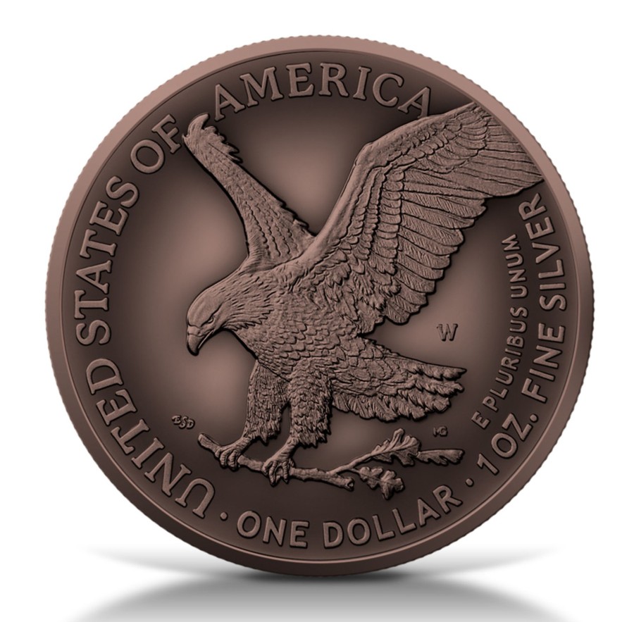 Premium Bullion Pik-Coins | Usa 2022 American Eagle 1Oz .999 Silver Bu Coin - Antique Copper Plated